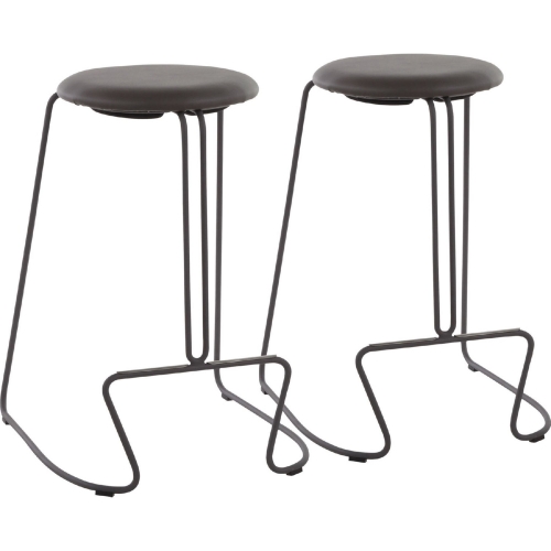 Finn 26" Counter Stool in Grey Leatherette & Grey Steel (Set of 2)